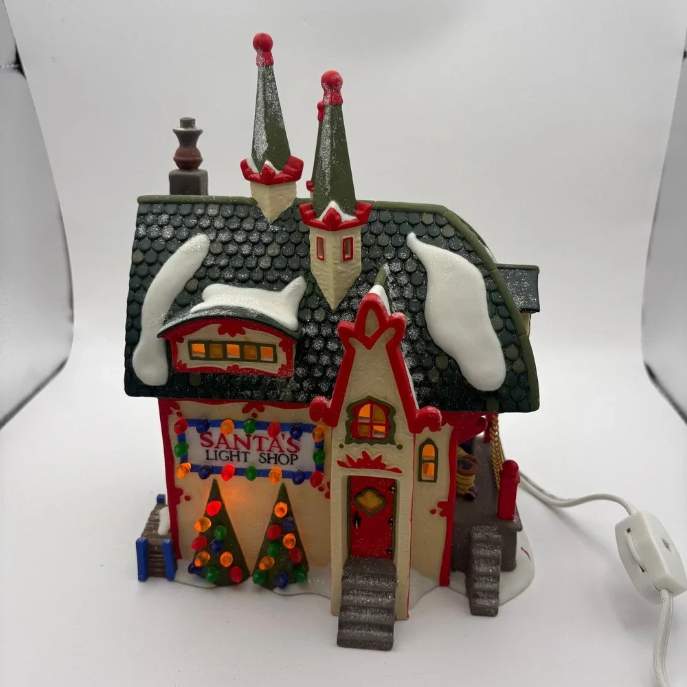 Dept 56 North Pole Series Santa's Light Shop Christmas Village House 56397